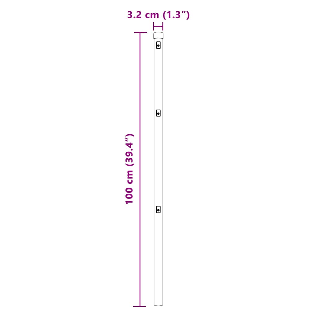 Embedded Fence Post 26 pcs Green Powder-Coated Steel