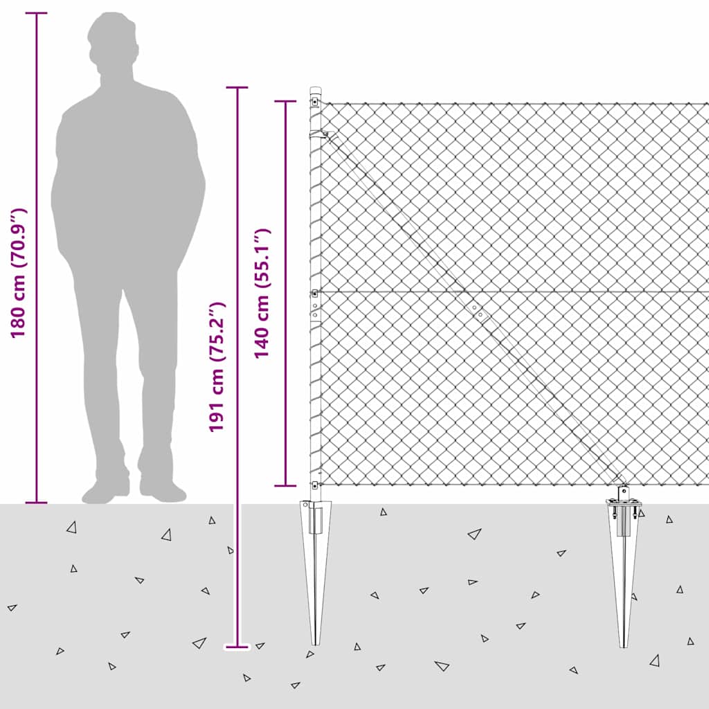 Welded Wire Fence with Spikes 10 x 1.4 m (W x H)