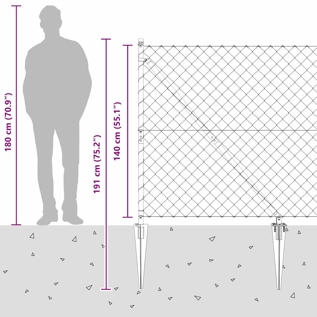 Welded Wire Fence with Spikes 10 x 1.4 m (W x H)
