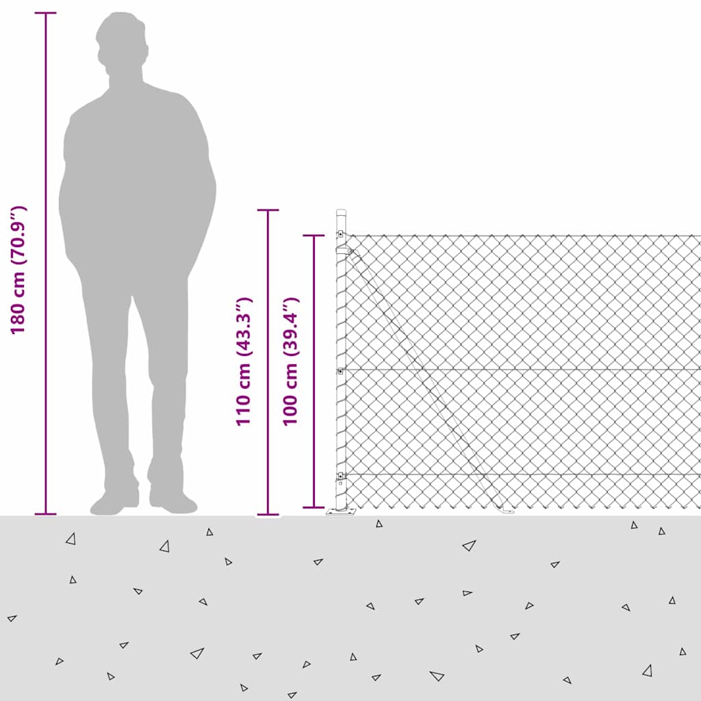 Welded Wire Fence with Concrete Base 10 x 1 m (W x H)