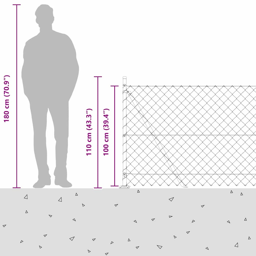 Welded Wire Fence with Concrete Base 10 x 1 m (W x H)