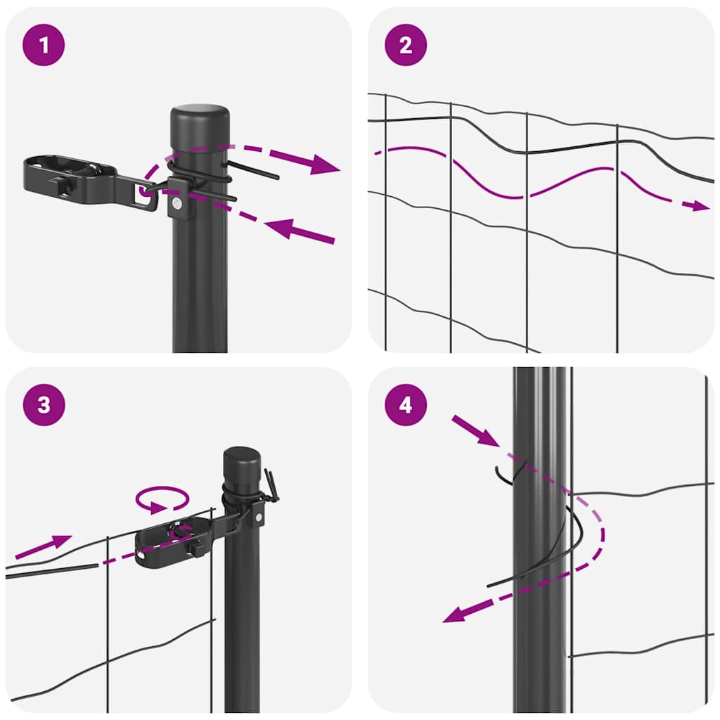 Ground Fix Welded Wire Fence 10 x 1 m (W x H) PVC-Coated Steel