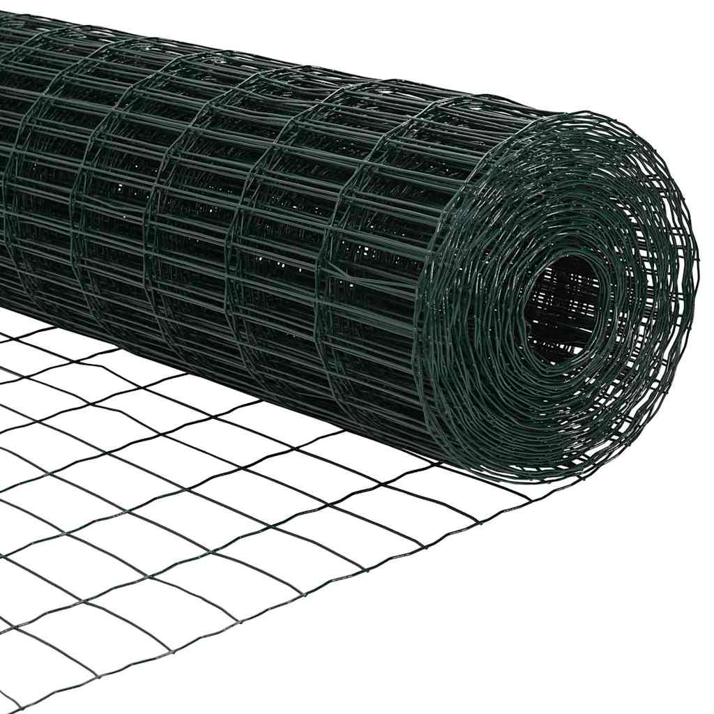 Fence with Post Green 0.4 x 25 m Steel and PVC