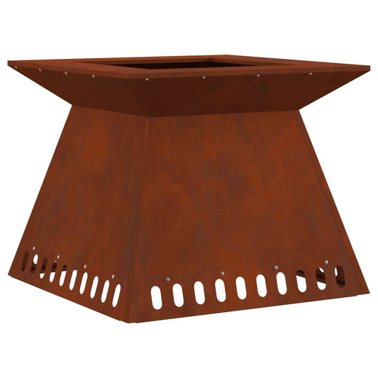 Fire Pit Brown 60 x 60 x 50 cm Weathering Steel Fire Pit Brown 60 x 60 x 50 cm Weathering Steel