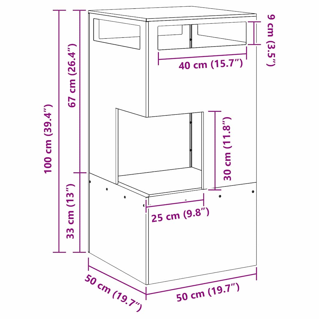 Fire Pit Black 50 x 50 x 100 cm Steel