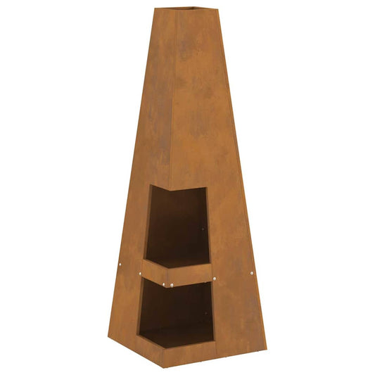 Fire Pit Brown 35 x 35 x 100 cm Steel Fire Pit Brown 35 x 35 x 100 cm Steel