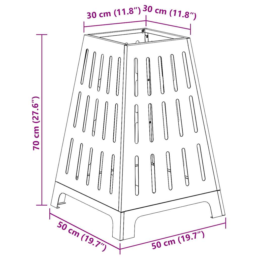 Fire Pit Black 50 x 50 x 70 cm Cold-rolled steel