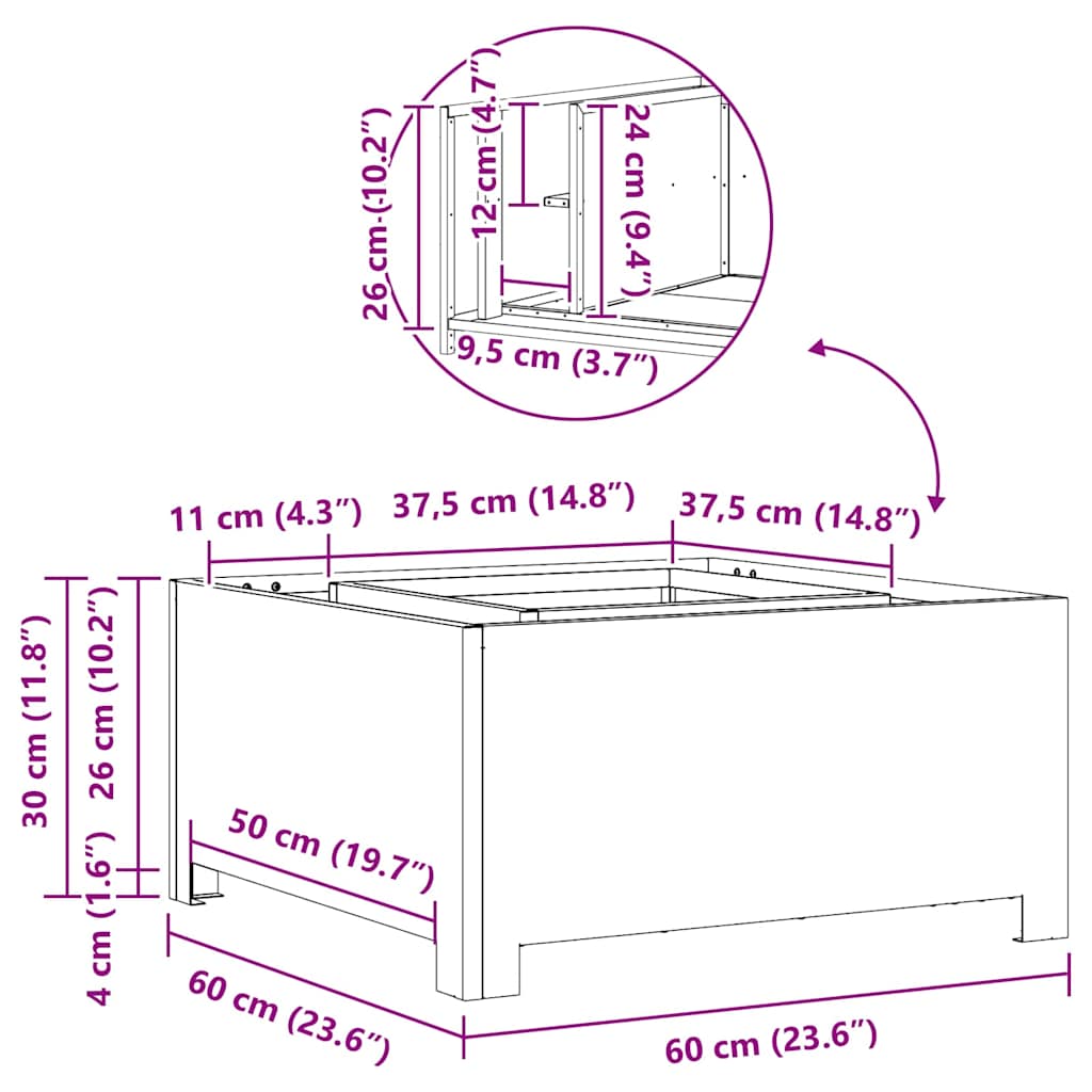 Fire Pit Black 60 x 60 x 30 cm Steel