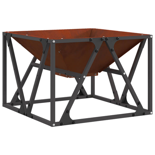 Fire Pit Brown 50 x 50 x 35 cm Weathering Steel Fire Pit Brown 50 x 50 x 35 cm Weathering Steel