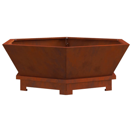 Fire Pit Brown 75 x 75 x 28 cm Weathering Steel Fire Pit Brown 75 x 75 x 28 cm Weathering Steel