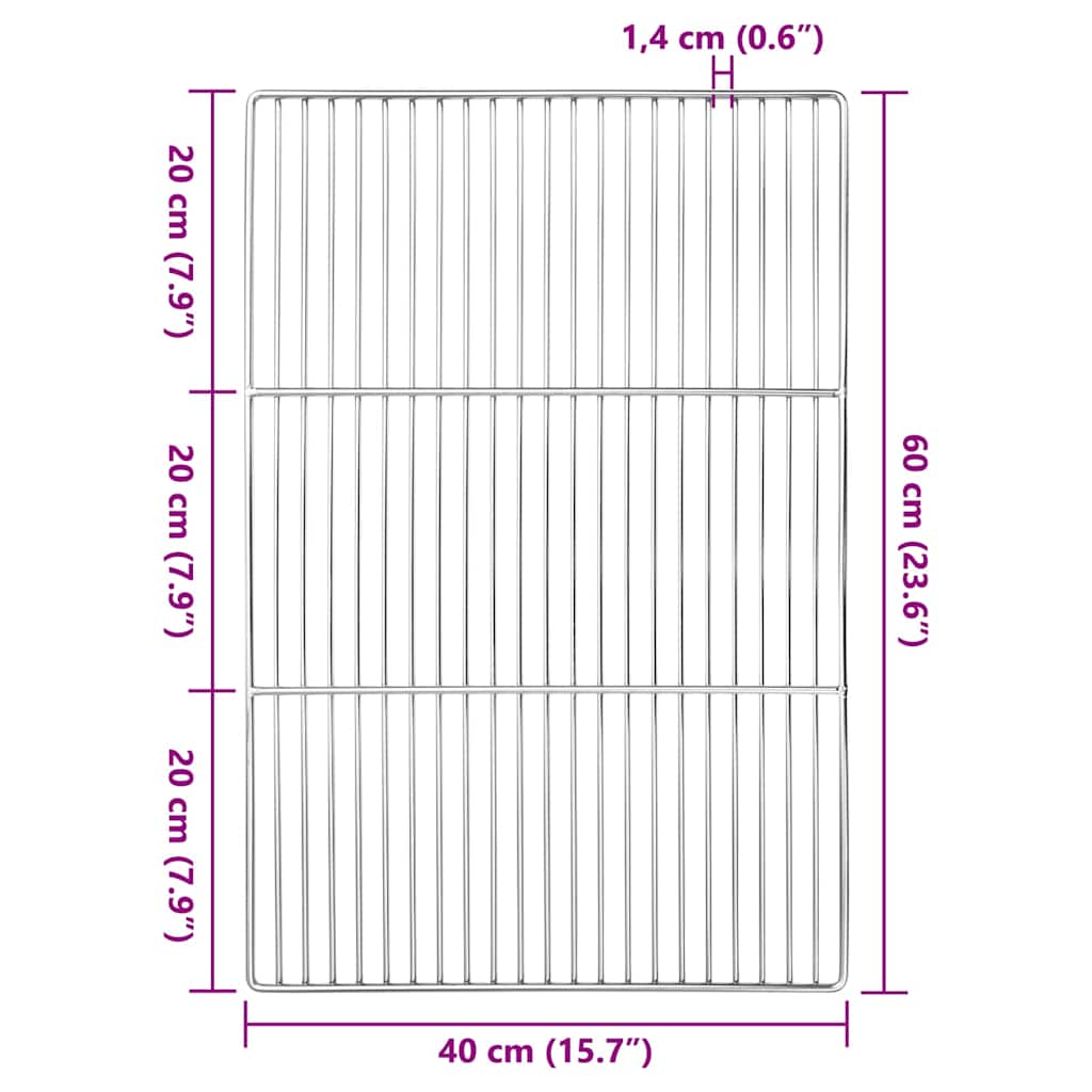 Grill Grate Silver 60 x 40 cm Stainless Steel