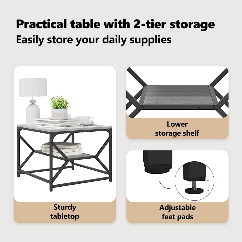 Coffee Table Grey Sonoma 51 x 50 x 40 cm
