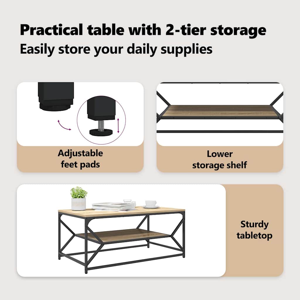 Coffee Table Sonoma Oak 90 x 50 x 40 cm