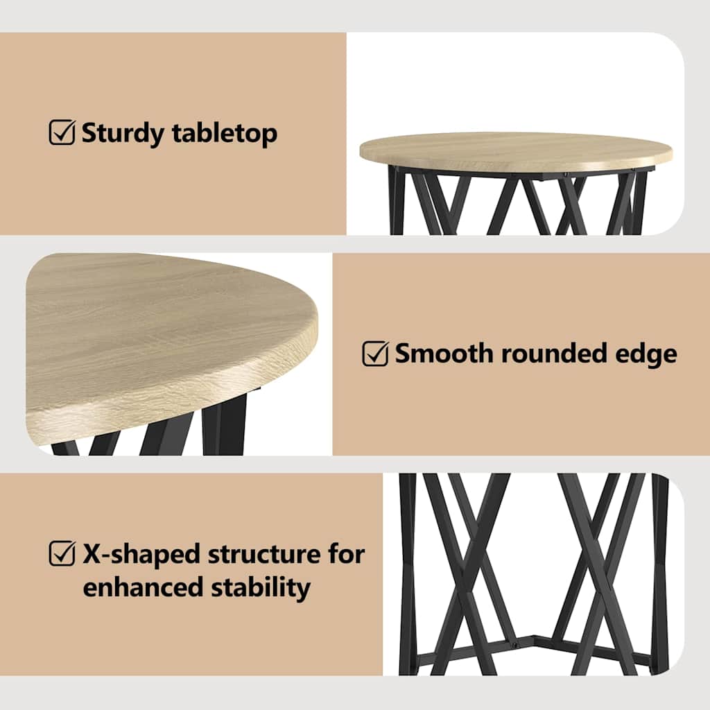 Side Table 2 pcs Sonoma Oak Engineered Wood and Steel