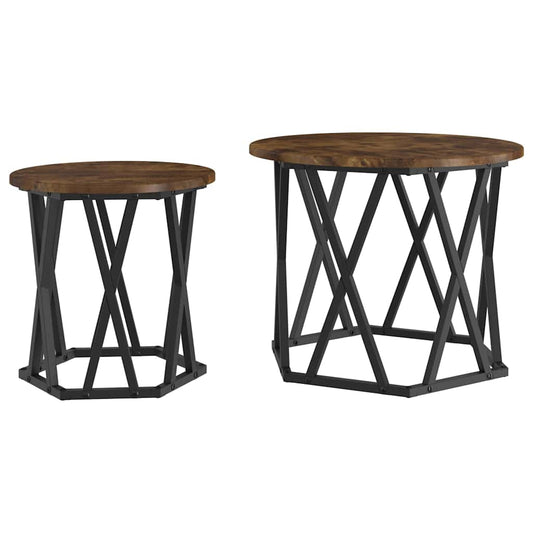 Side Table 2 pcs Smoked Oak 50 x 50 x 40 cm Side Table 2 pcs Smoked Oak 50 x 50 x 40 cm