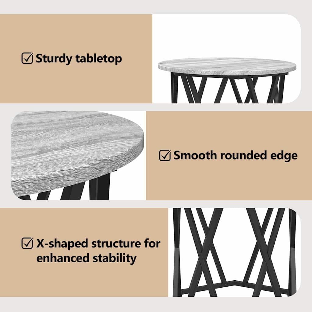 Side Table 2 pcs Grey Sonoma Engineered Wood and Steel
