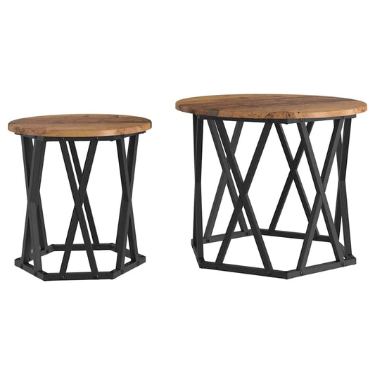 Side Table 2 pcs Reclaimed Wood 50 x 50 x 40 cm Side Table 2 pcs Reclaimed Wood 50 x 50 x 40 cm