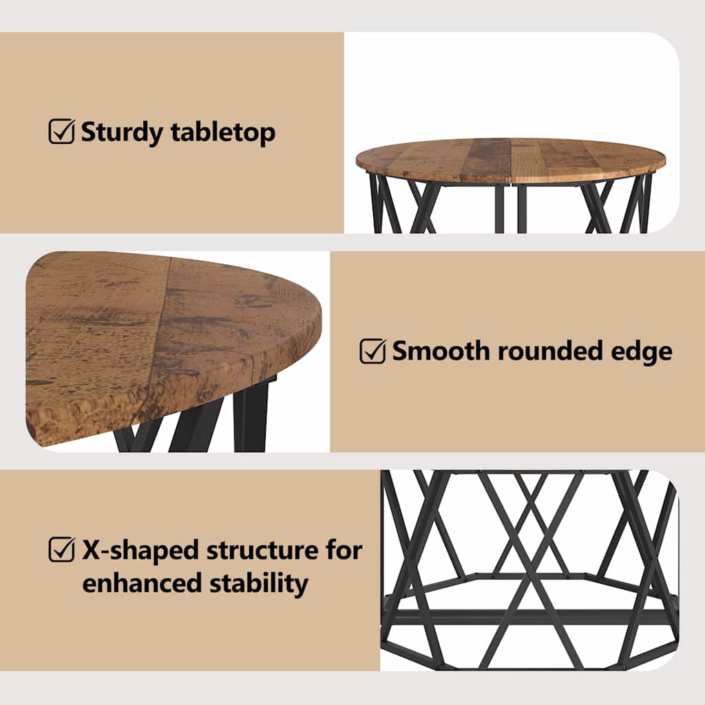 Coffee Table Old Wood 80 x 80 x 42 cm Engineered Wood and Steel
