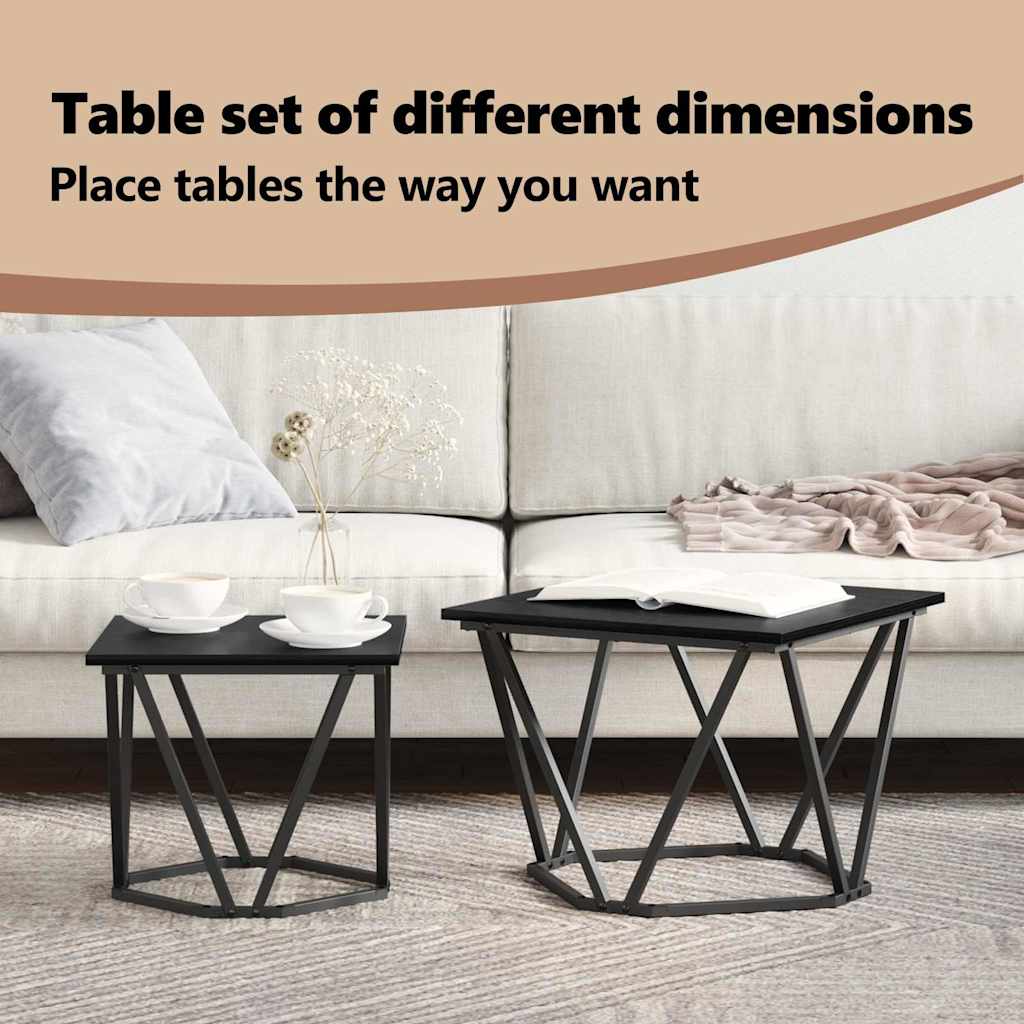 Side Table Set 2 pcs Black oak 50 x 50 x 40 cm