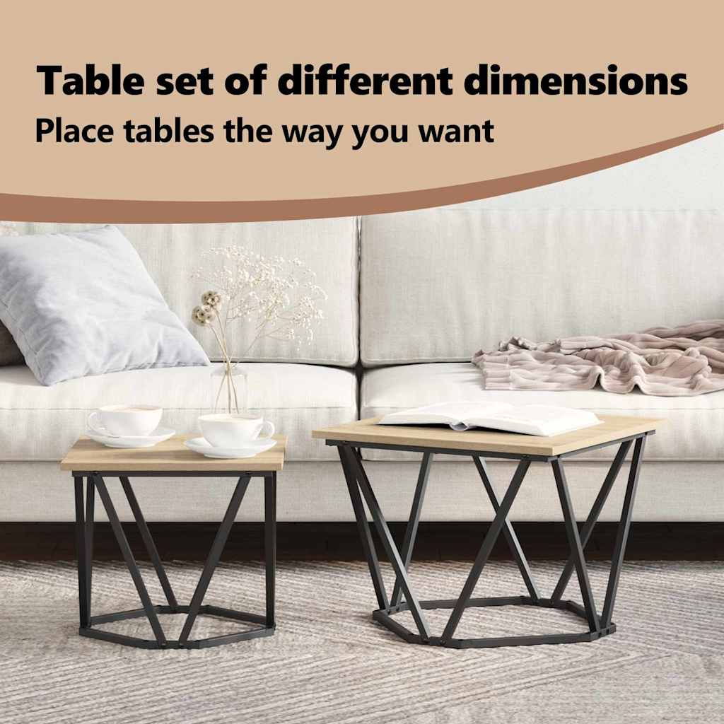 Side Table Set 2 pcs Sonoma Oak Engineered Wood and Steel