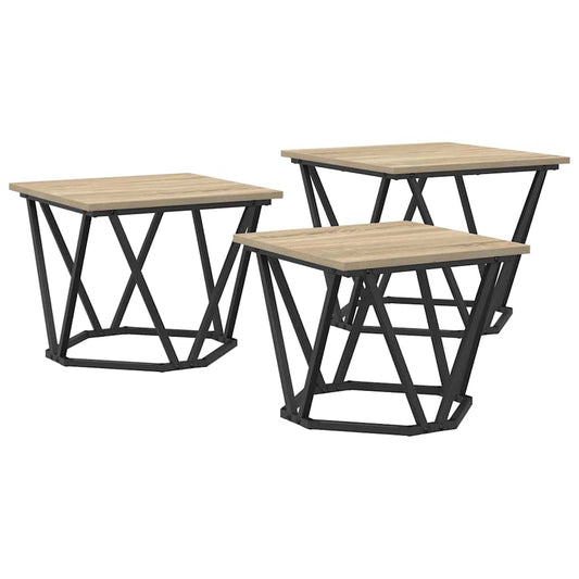 Coffee Table 3 pcs Sonoma Oak 50 x 50 x 40 cm Coffee Table 3 pcs Sonoma Oak 50 x 50 x 40 cm