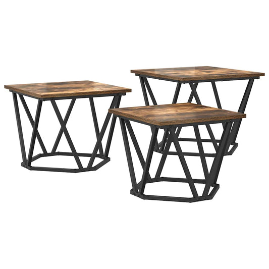 Coffee Table 3 pcs Smoked Oak 50 x 50 x 40 cm Coffee Table 3 pcs Smoked Oak 50 x 50 x 40 cm
