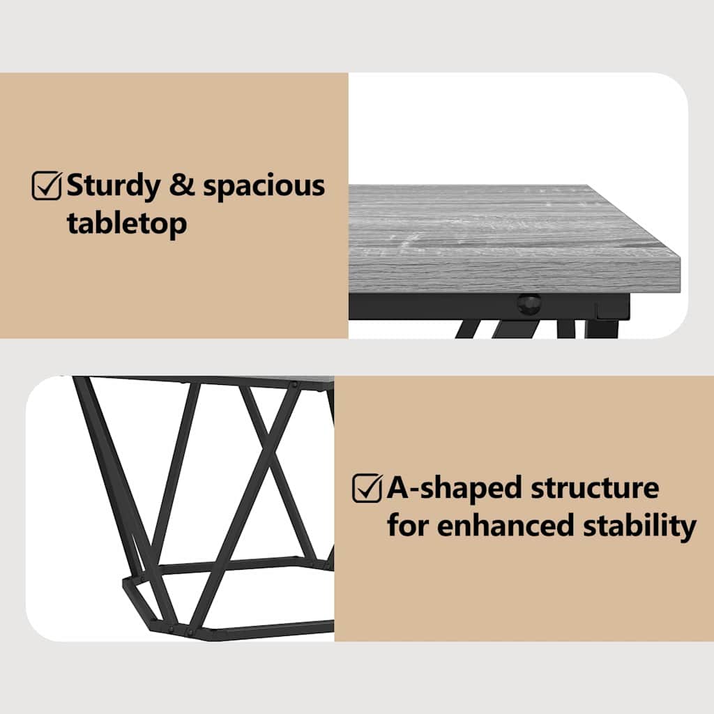 Coffee Table 3 pcs Grey Sonoma Engineered Wood and Steel