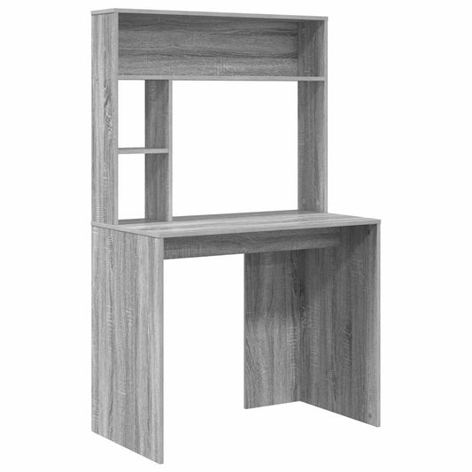 Desk with Shelf Grey Sonoma 91 x 50 x 149 cm Engineered Wood Desk with Shelf Grey Sonoma 91 x 50 x 149 cm Engineered Wood