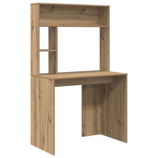 Desk with Shelf Artisan Oak 91 x 50 x 149 cm Engineered Wood Desk with Shelf Artisan Oak 91 x 50 x 149 cm Engineered Wood