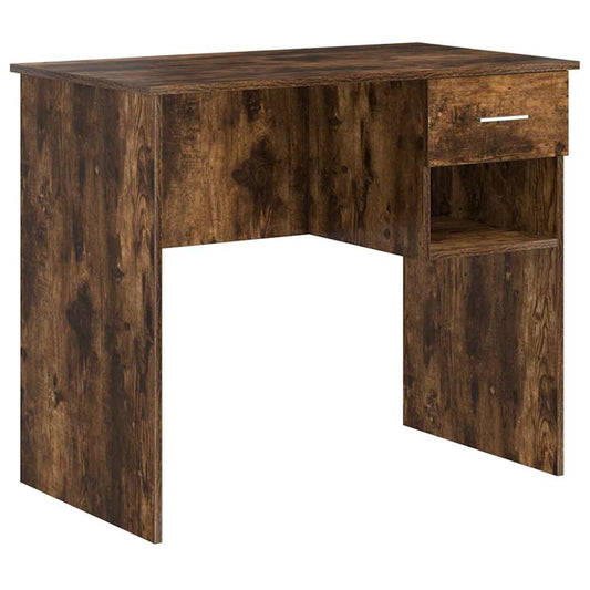 Desk with Drawer Smoked Oak 90 x 49 x 75 cm Engineered Wood Desk with Drawer Smoked Oak 90 x 49 x 75 cm Engineered Wood