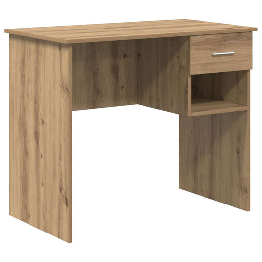 Desk with Drawer Artisan Oak 90 x 49 x 75 cm Engineered Wood Desk with Drawer Artisan Oak 90 x 49 x 75 cm Engineered Wood