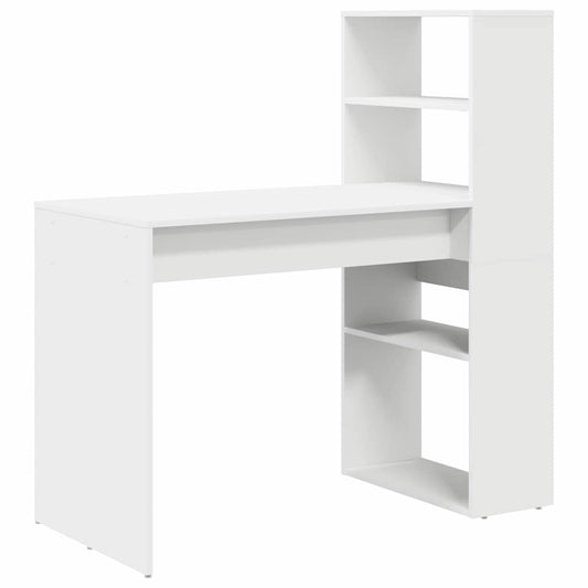 Desk with Shelf White 113 x 54 x 120 cm Engineered Wood Desk with Shelf White 113 x 54 x 120 cm Engineered Wood