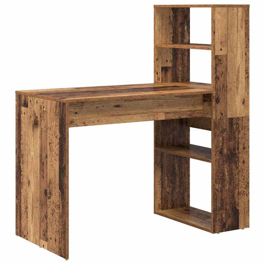 Desk with Shelf Old Wood 113 x 54 x 120 cm Engineered Wood Desk with Shelf Old Wood 113 x 54 x 120 cm Engineered Wood