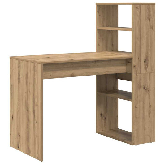 Desk with Shelf Artisan Oak 113 x 54 x 120 cm Engineered Wood Desk with Shelf Artisan Oak 113 x 54 x 120 cm Engineered Wood