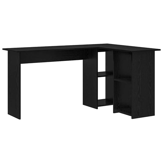 Desk with Shelf Black Oak 142 x 102 x 73 cm Engineered Wood Desk with Shelf Black Oak 142 x 102 x 73 cm Engineered Wood