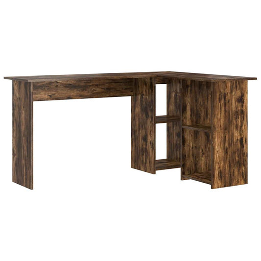 Desk with Shelf Smoked Oak 142 x 102 x 73 cm Engineered Wood Desk with Shelf Smoked Oak 142 x 102 x 73 cm Engineered Wood