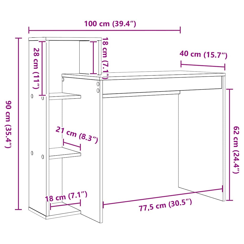 Desk Grey Sonoma Engineered Wood 100 x 40 x 90 cm