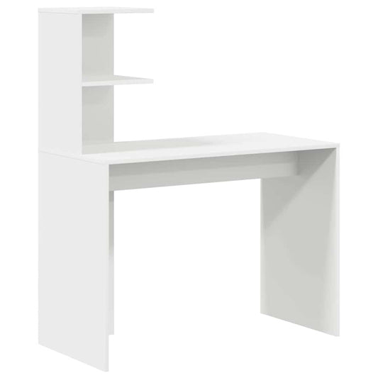 Desk with Shelf White 102 x 50 x 124 cm Engineered Wood Desk with Shelf White 102 x 50 x 124 cm Engineered Wood