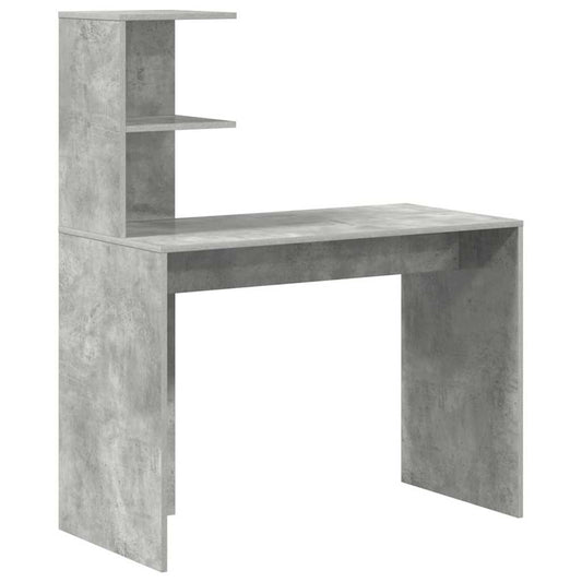 Desk with Shelf Concrete Grey 102 x 50 x 124 cm Engineered Wood Desk with Shelf Concrete Grey 102 x 50 x 124 cm Engineered Wood