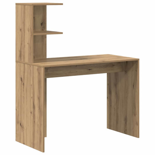 Desk with Shelf Artisan Oak 102 x 50 x 124 cm Engineered Wood Desk with Shelf Artisan Oak 102 x 50 x 124 cm Engineered Wood