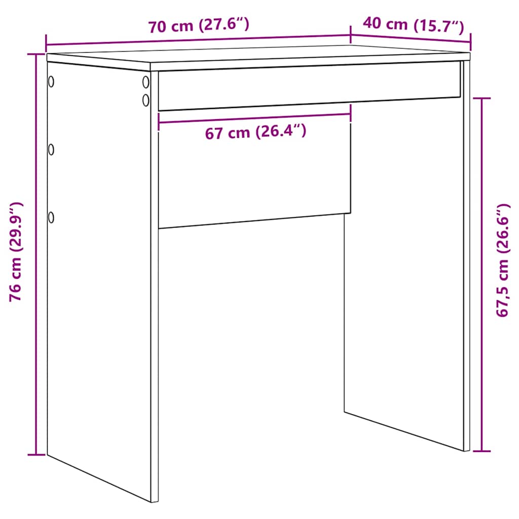 Desk Black Oak 70 x 40 x 76 cm