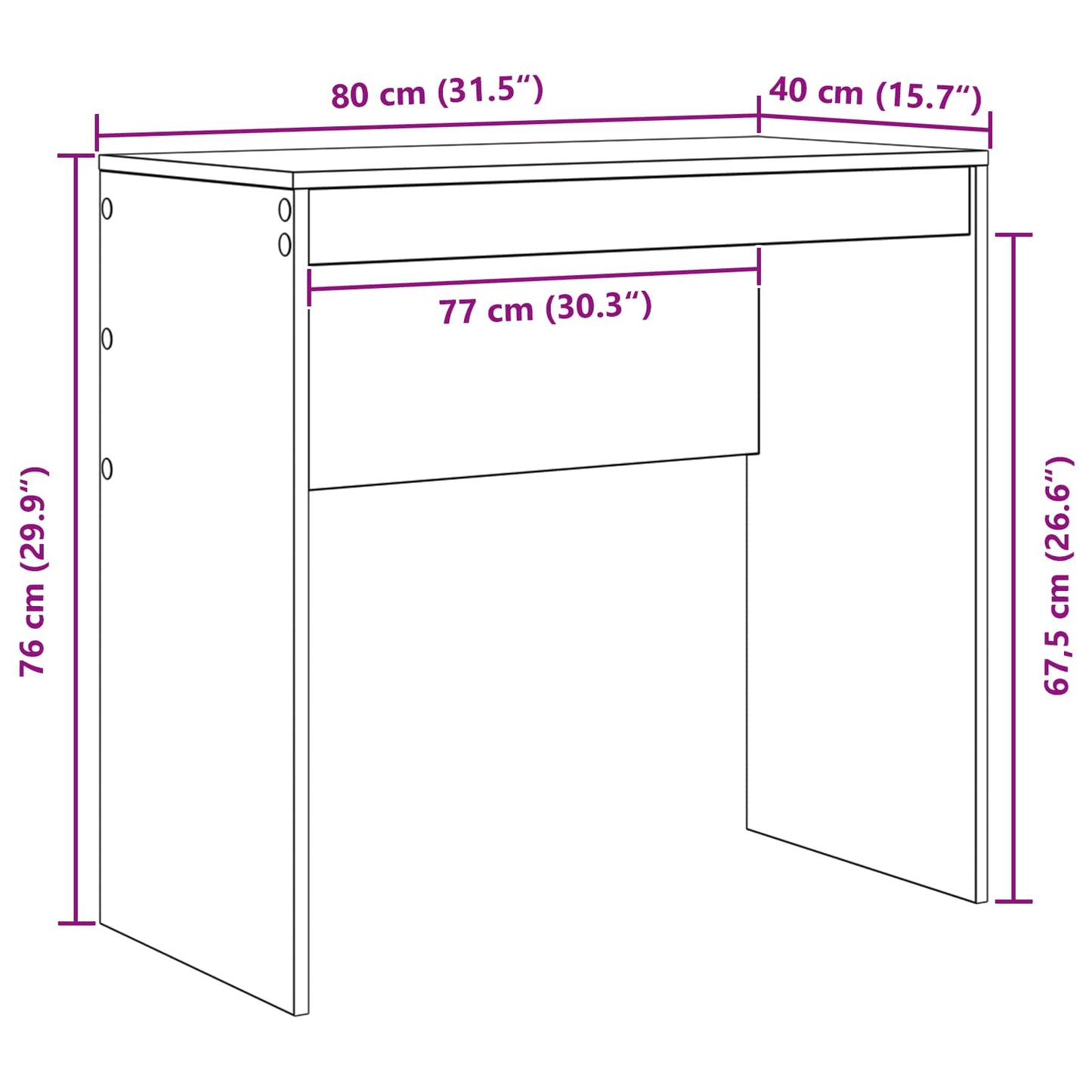 Desk White 80 x 40 x 76 cm