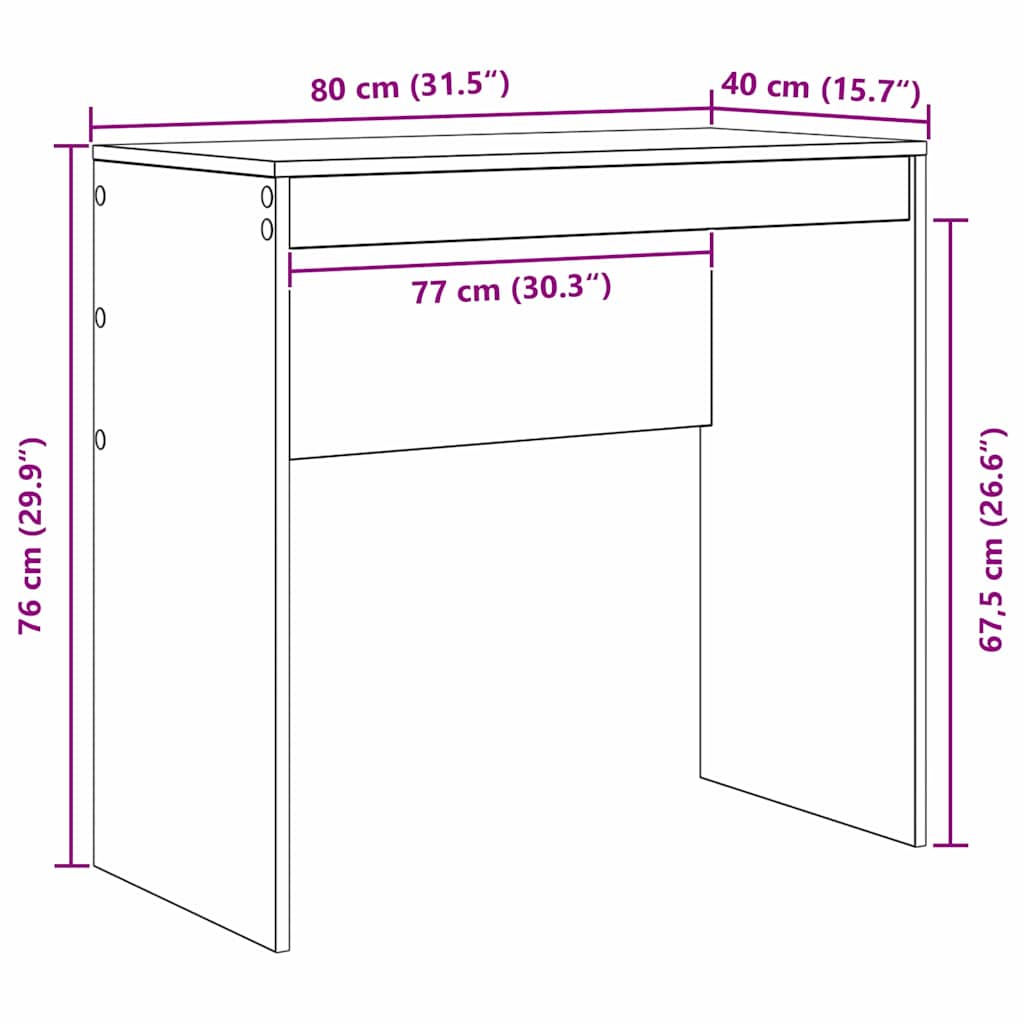 Desk Black Oak 80 x 40 x 76 cm