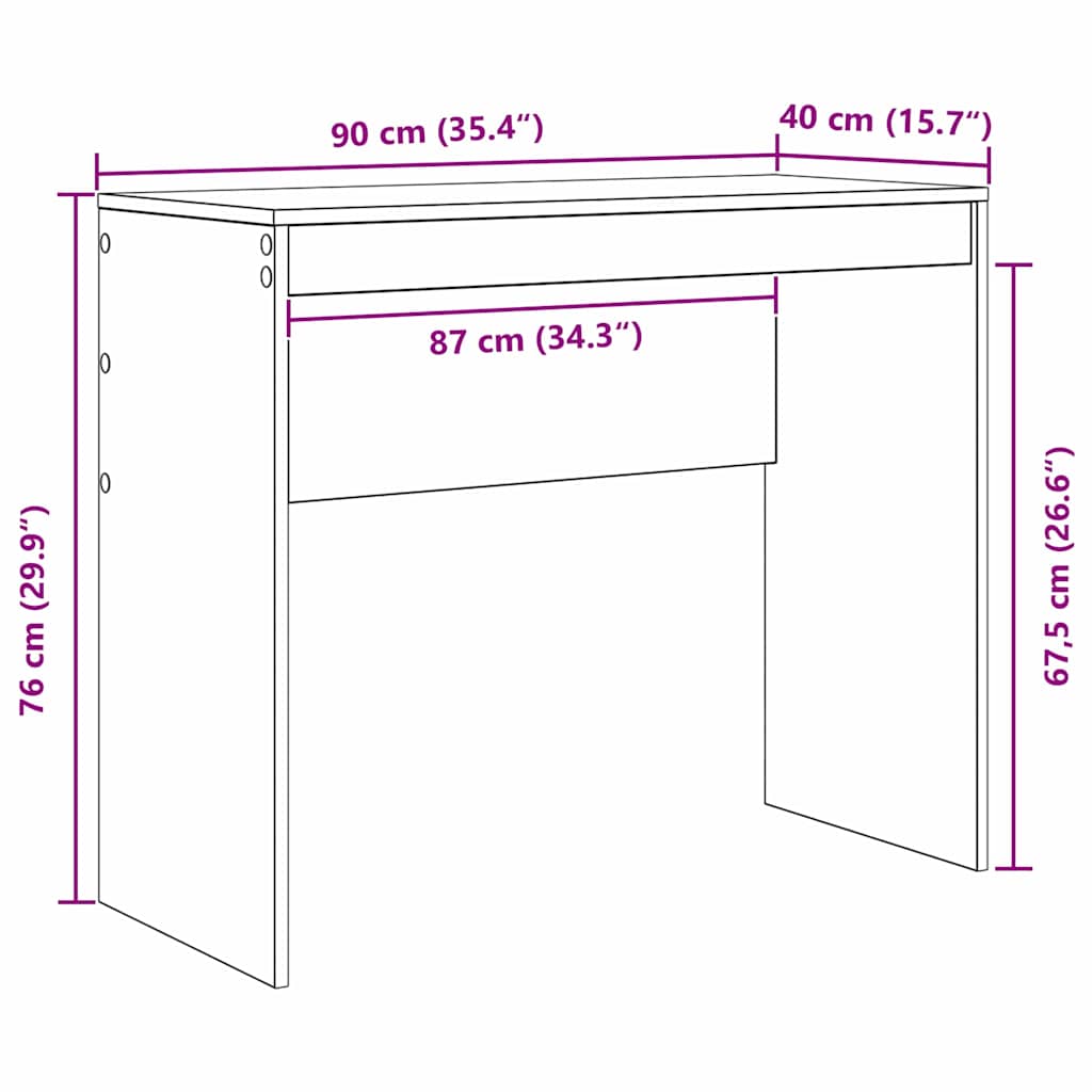 Desk Sonoma Oak 90 x 40 x 76 cm