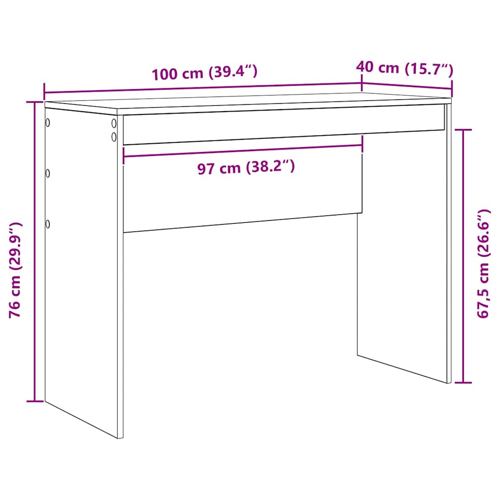 Desk Smoked Oak 100 x 40 x 76 cm