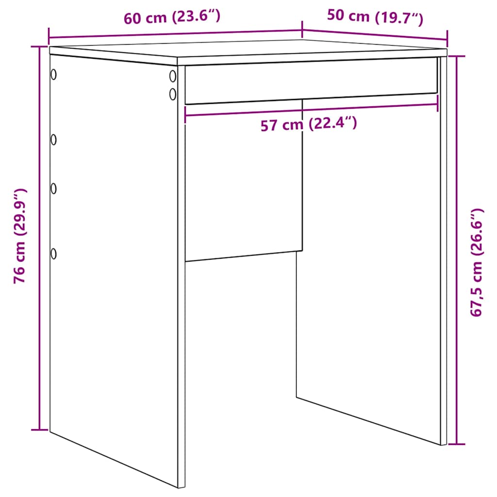 Desk Sonoma Oak 60 x 50 x 76 cm