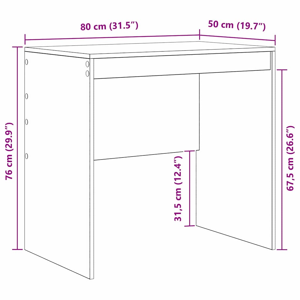 Desk Black Oak 80 x 50 x 76 cm