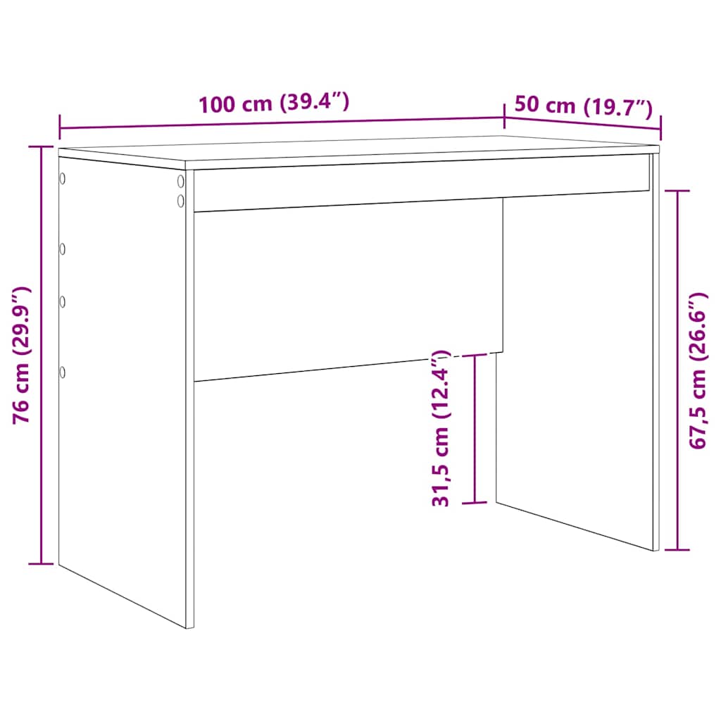 Desk Black Oak 100 x 50 x 76 cm