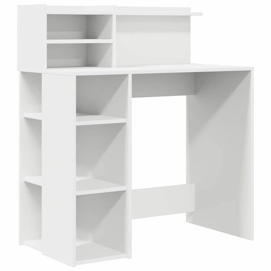 Desk with Shelf White 90 x 48 x 101.5 cm Engineered Wood Desk with Shelf White 90 x 48 x 101.5 cm Engineered Wood