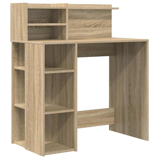 Desk with Shelf Sonoma Oak 90 x 48 x 101.5 cm Engineered Wood Desk with Shelf Sonoma Oak 90 x 48 x 101.5 cm Engineered Wood